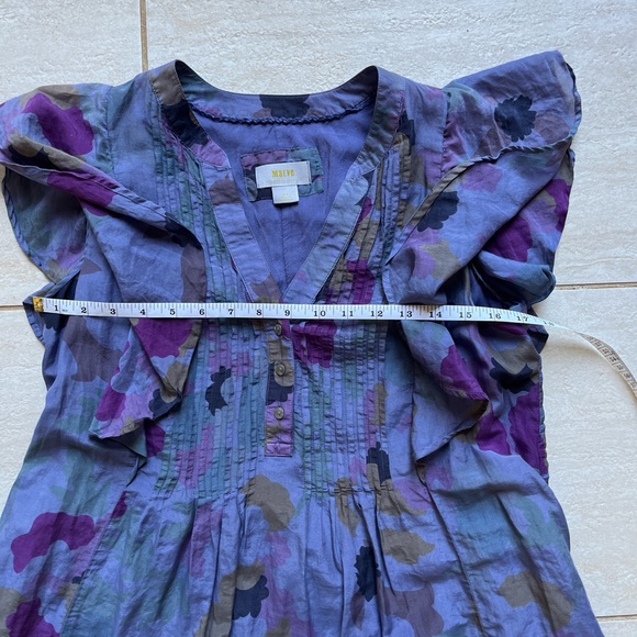 Anthropologie Maeve Blue Purple Ruffle Midi Dress SP - Picture 4 of 7